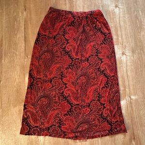 Coldwater Creek Red and Black Paisley Pencil Skirt